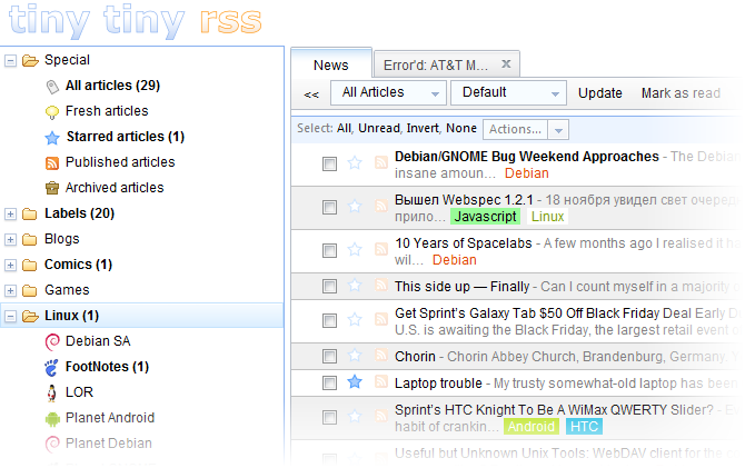 [Tuto] Lecteur RSS auto-hébergé: Tiny Tiny RSS et Ubuntu Server 10.10